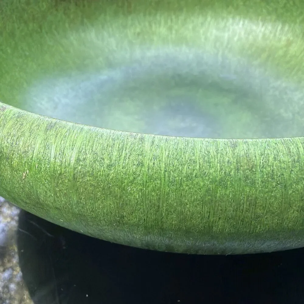 Green Hand Turned Wooden Bowl- Handmade- 9.5”